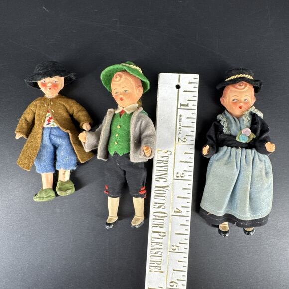 Vintage 4.5" Tall Ceramic German Dolls Boys and Girl Lot of 3 - Picture 3 of 15